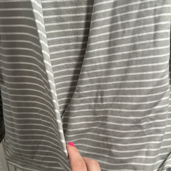 She + Sky Gray and white stripped shirt with ruffles - Picture 8 of 8